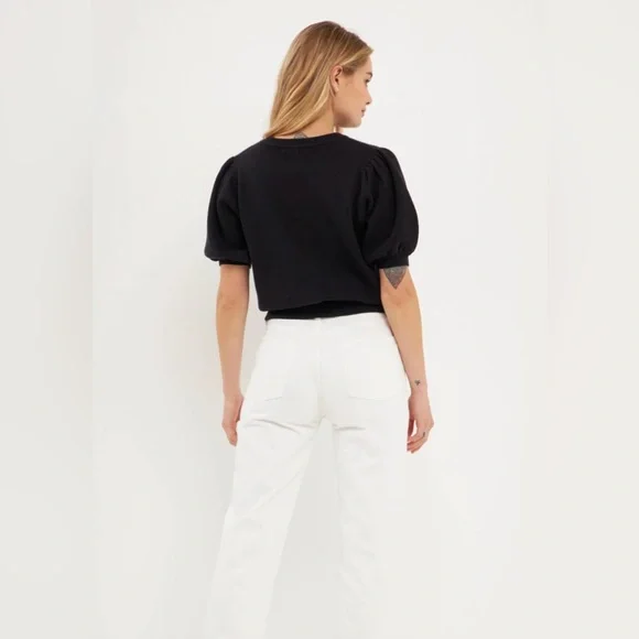 English Factory Black Puff Sleeve Top 🖤 fits L / XL - Picture 4 of 8